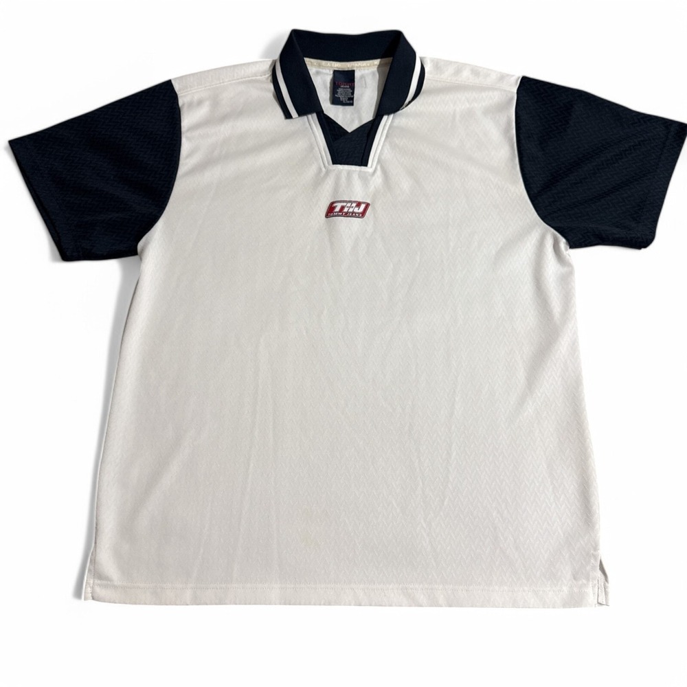 Vintage Tommy Hilfiger Jeans Polo Shirt Mens Size XL Y2K 90s Logo White - Picture 1 of 15